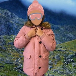 Girls Zara collection winter puffer coat blush pink size 10